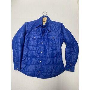 Vintage Camp Trails Women's Blue 1970s Snap Puffer Camping Coat XS Excellent Con